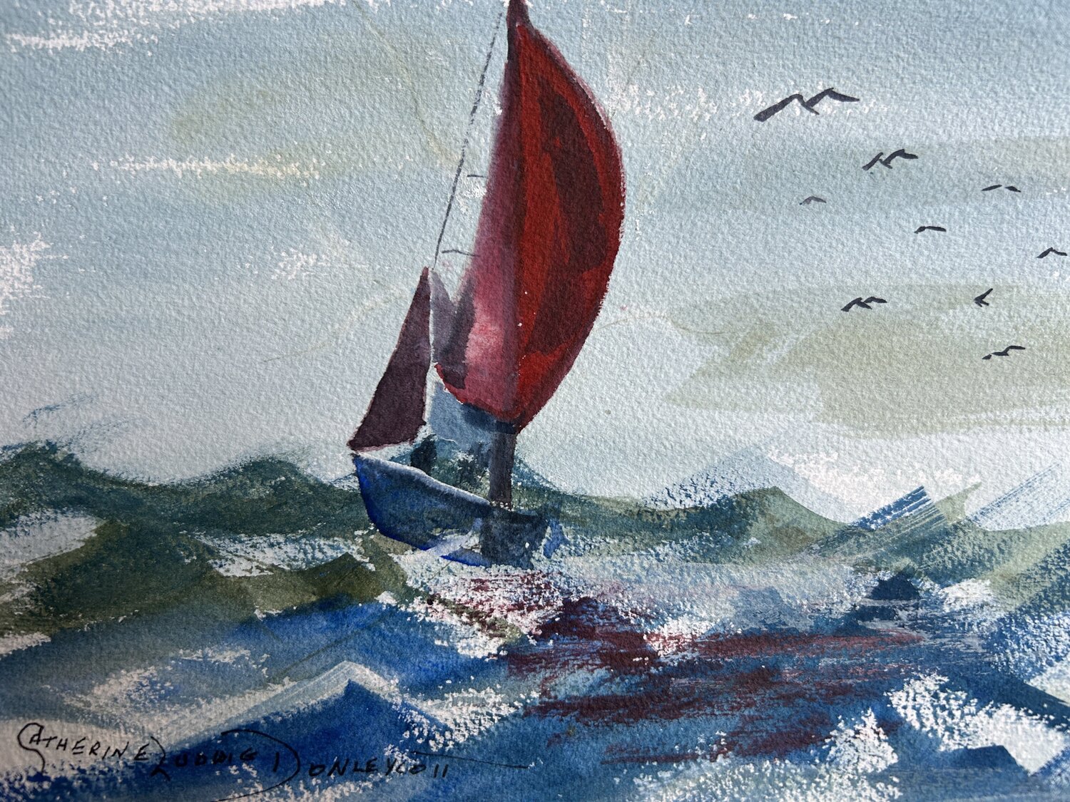 SPINNAKER SAILING Catherine Ludwig Donleycott Original painting for sale