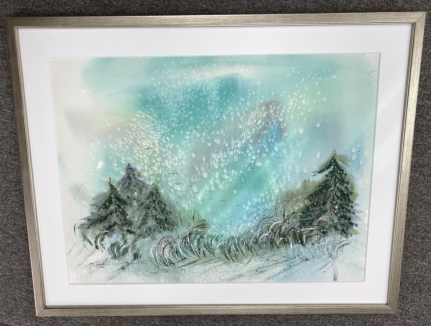 SNOWY SUNSET Catherine Ludwig Donleycott Originalgemälde zu verkaufen