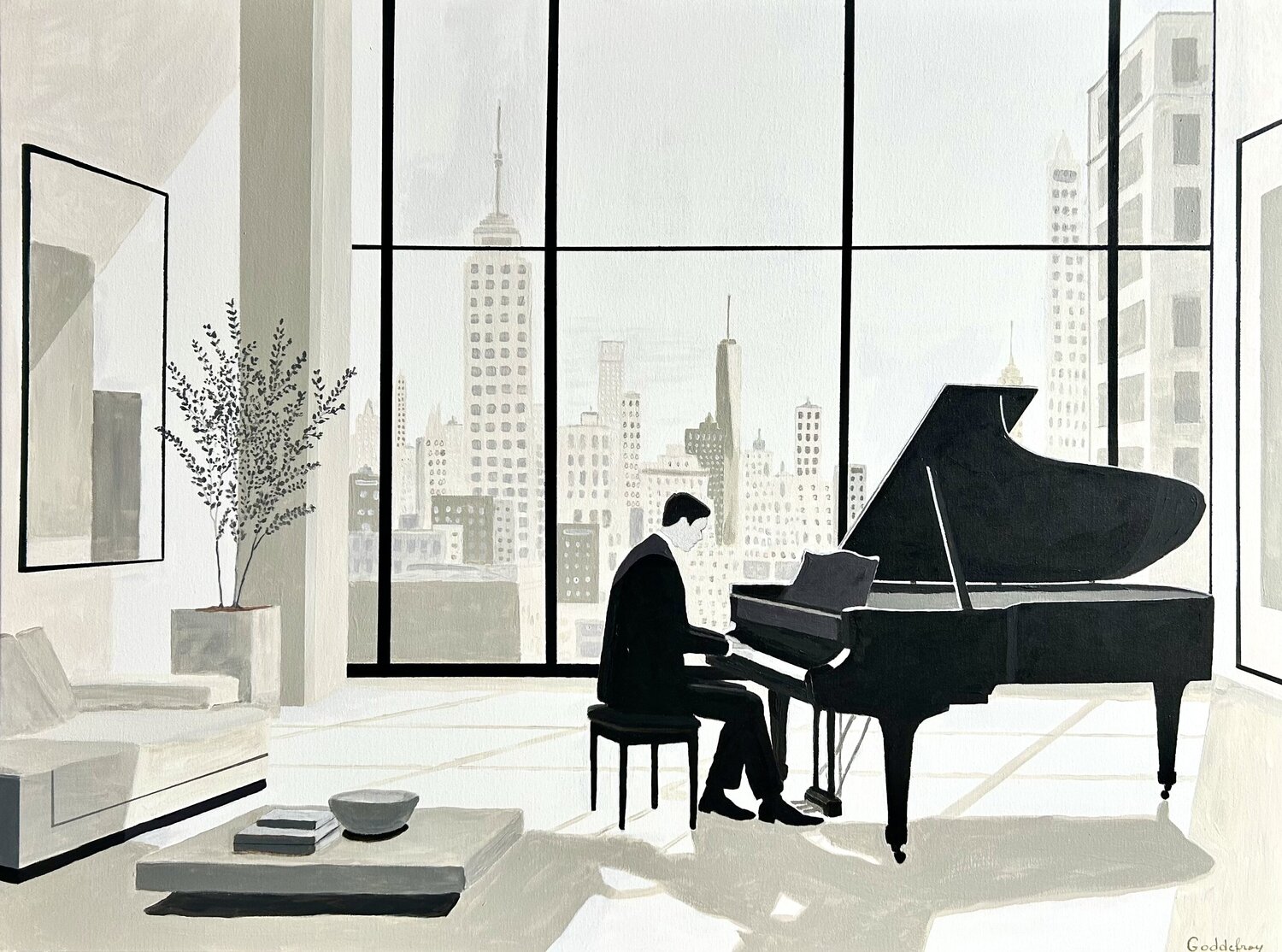 Piano Sonata N3 Antoine GODDEFROY Original painting for sale