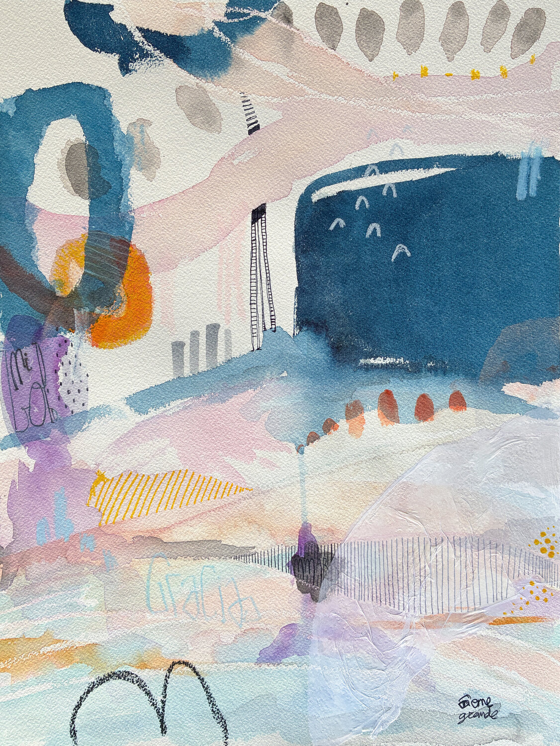Azul urbano Mónica Grande Original painting for sale