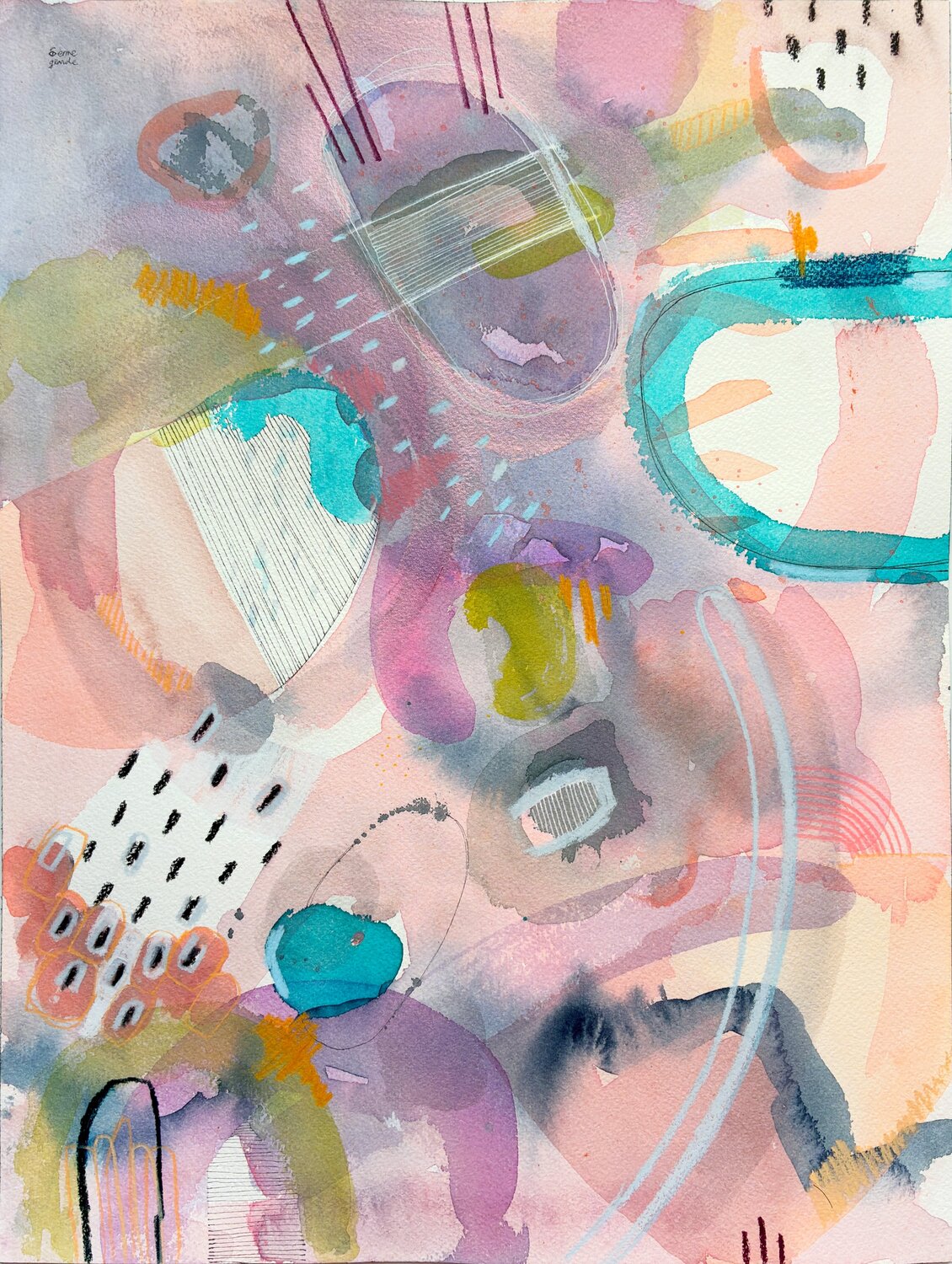 Rosa con arco azul Mónica Grande Original painting for sale