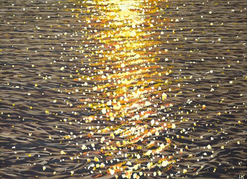 Evening glare on the water 10 by Iryna Kastsova, Painting for Sale on Select