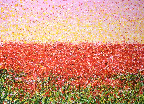 Red flower field by Iryna Kastsova, Painting for Sale on Select
