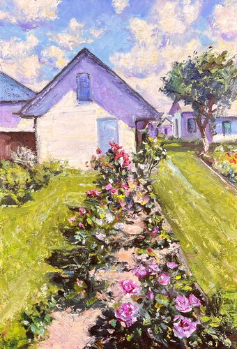 Roses in the garden by Iryna Kastsova, Painting for Sale on Select