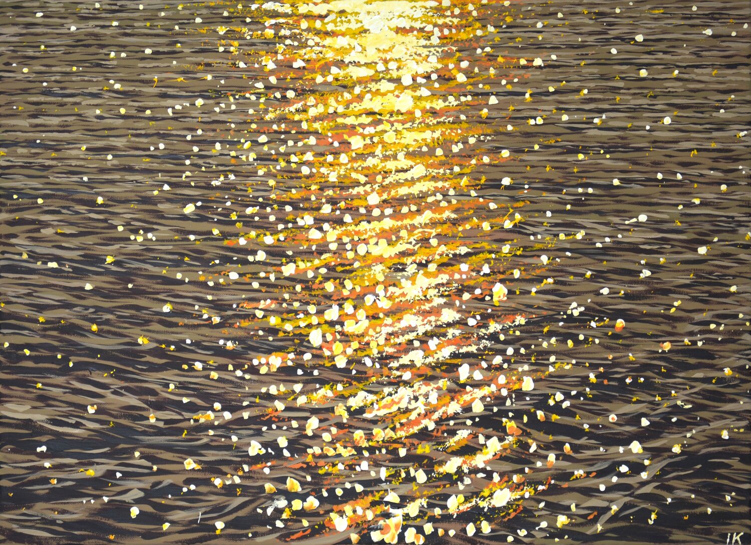 Evening glare on the water 10 Iryna Kastsova Original painting for sale