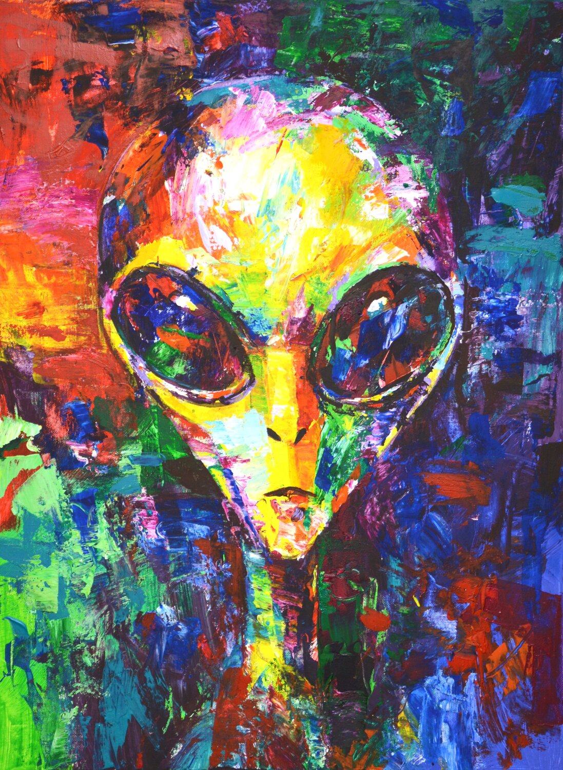 Space Visitor Iryna Kastsova Original painting for sale