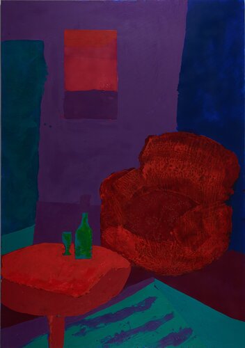 Interior with a Red Armchair by Angelina Gafynets, Painting for Sale on Select