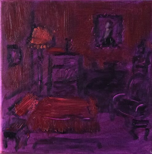 The Red Room in the Evening Light. The Potocki Palace in Lancut by Angelina Gafynets, Painting for Sale on Select