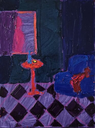 An Interior with a Reflection in thr Mirror von Angelina Gafynets, Malerei kaufen auf Select