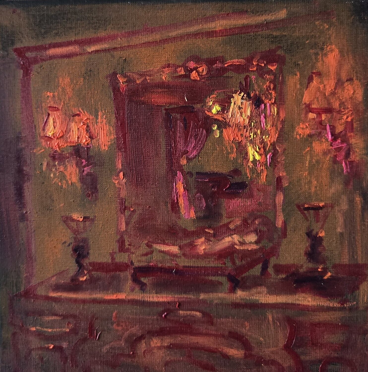A mirror above the dresser. The Potocki Palace in Lancut Angelina Gafynets Original painting for sale