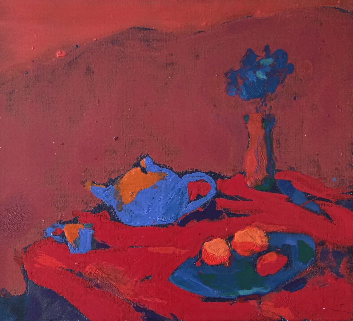 Still Life Against the Backdrop of the Carpathians Angelina Gafynets Original painting for sale