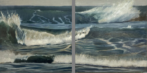 Refreshed by the Sea (diptych) by Dennis Crayon, Painting for Sale on Select