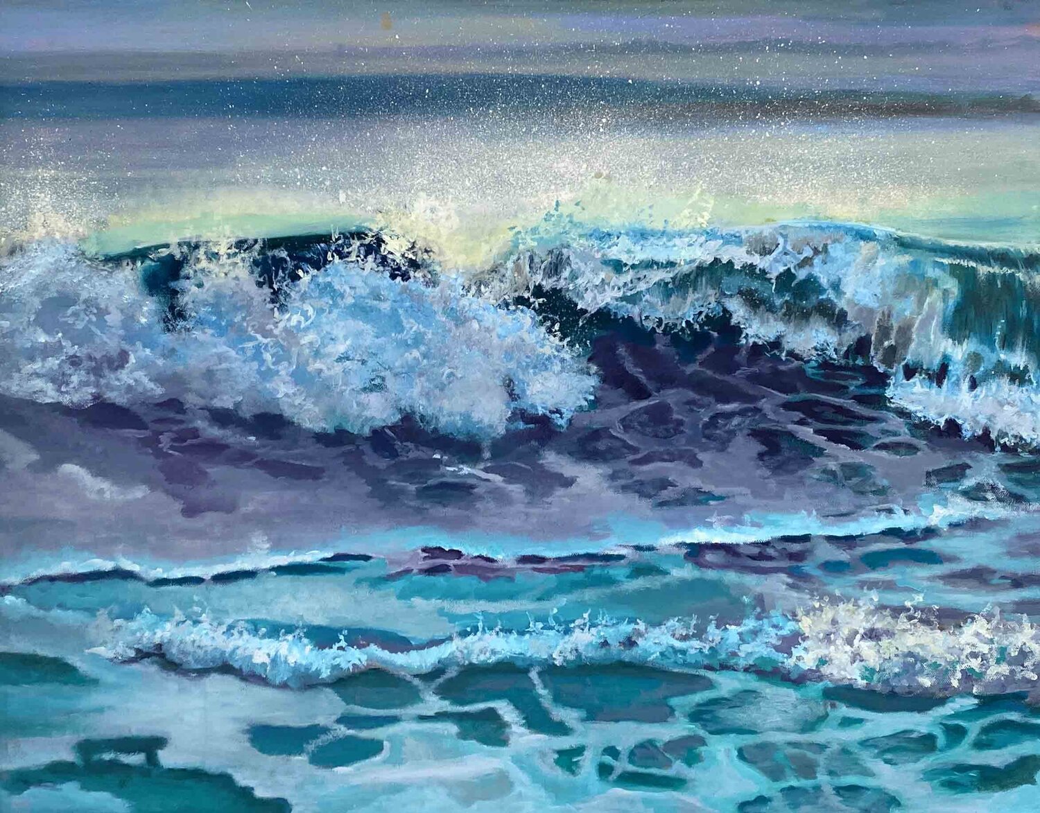 Pura Vida Wave Dennis Crayon Original painting for sale