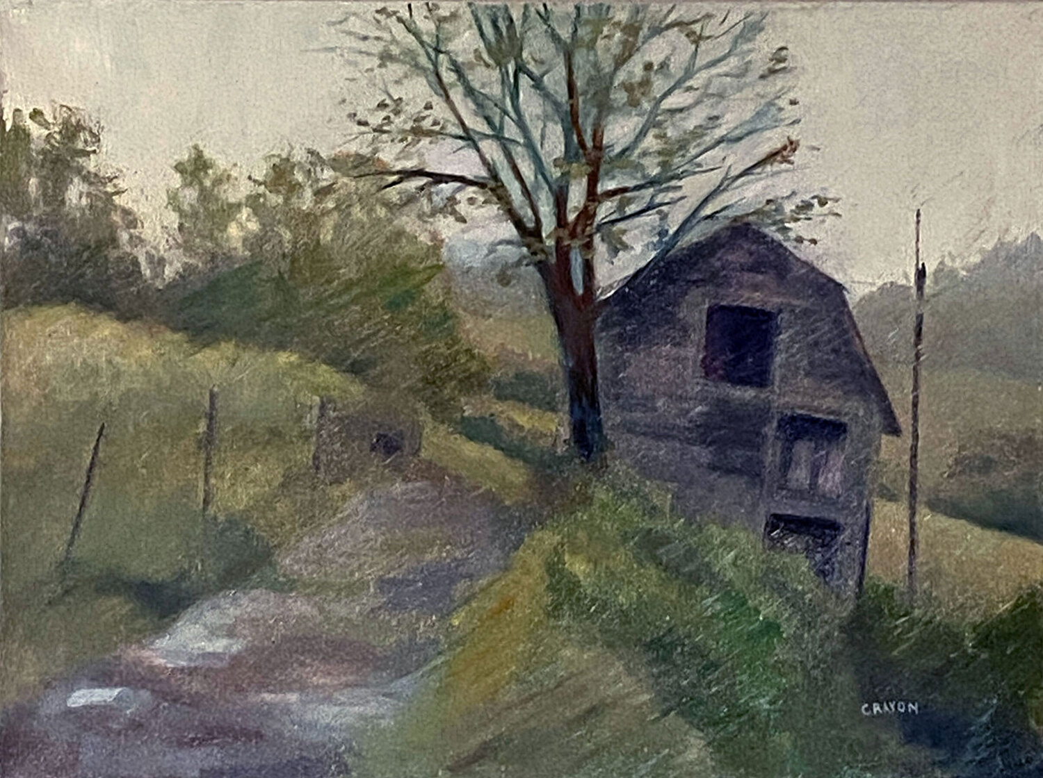Heavy with Rain Dennis Crayon Original painting for sale