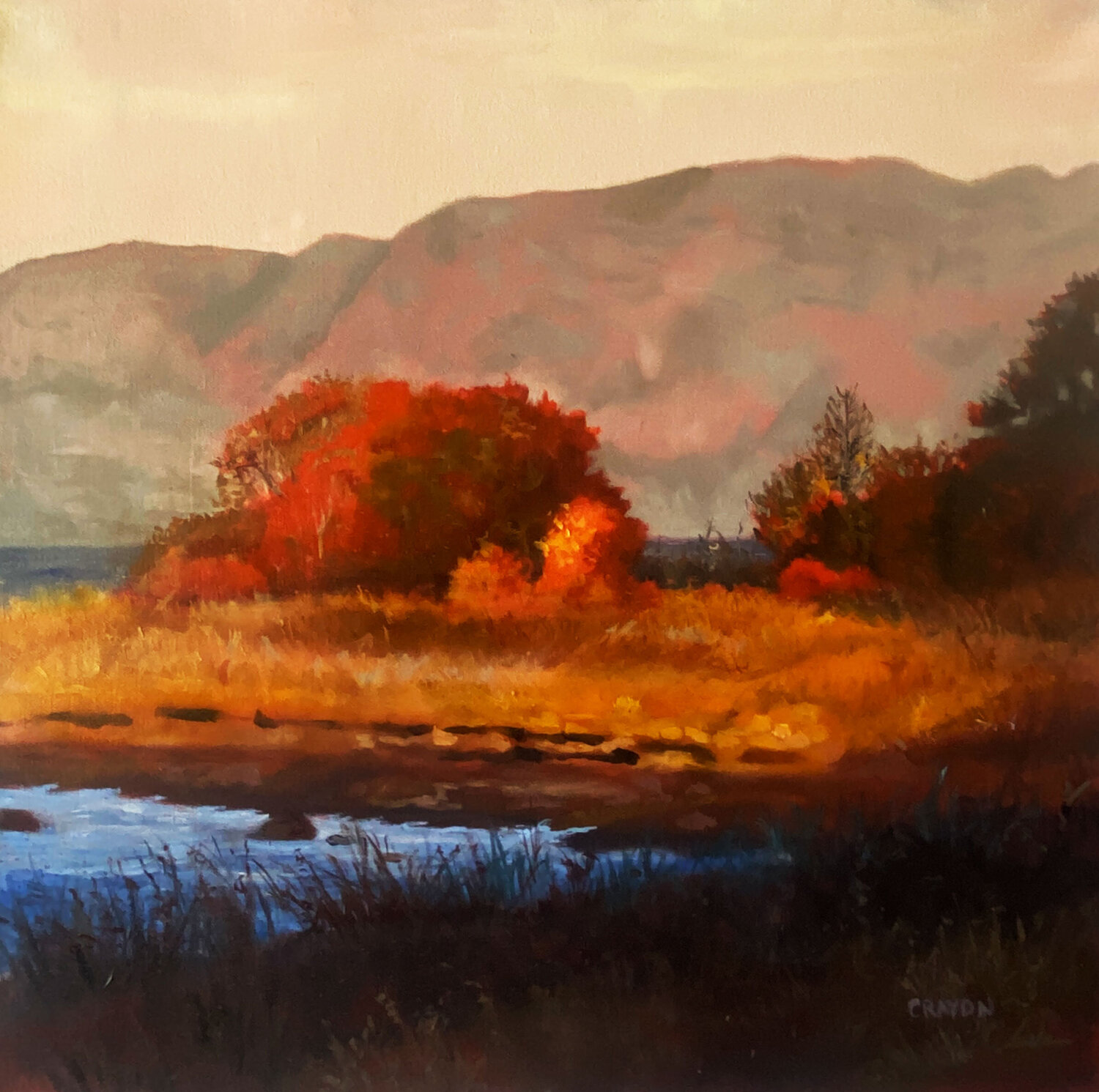 Warm Evening Dennis Crayon Original painting for sale
