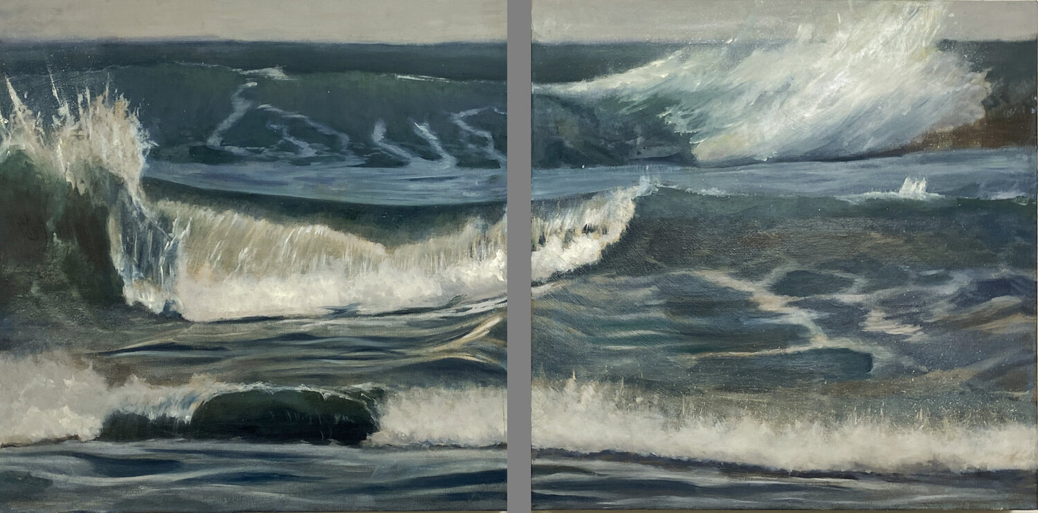 Refreshed by the Sea (diptych) Dennis Crayon Original painting for sale