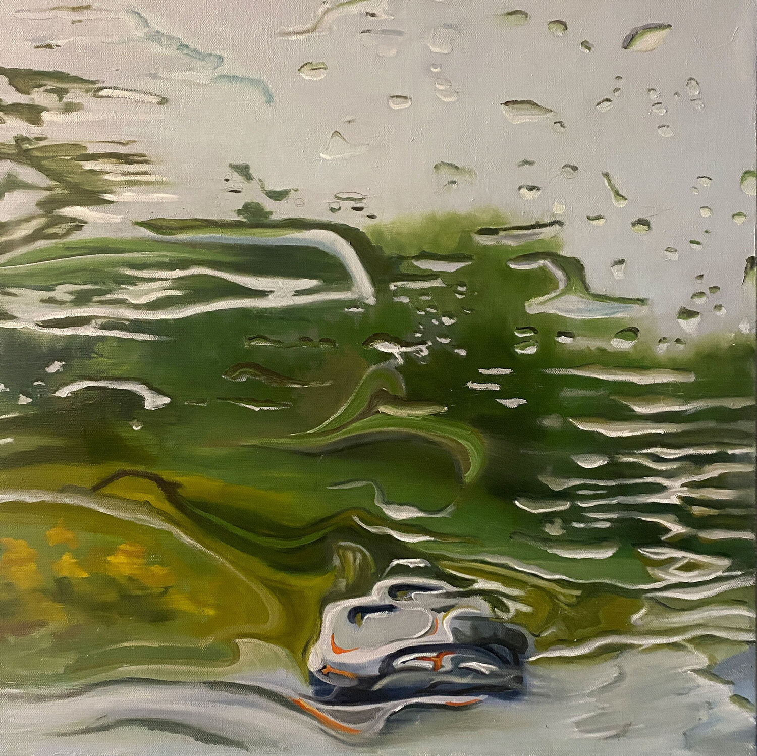 Morning Drive #2 Dennis Crayon Original painting for sale