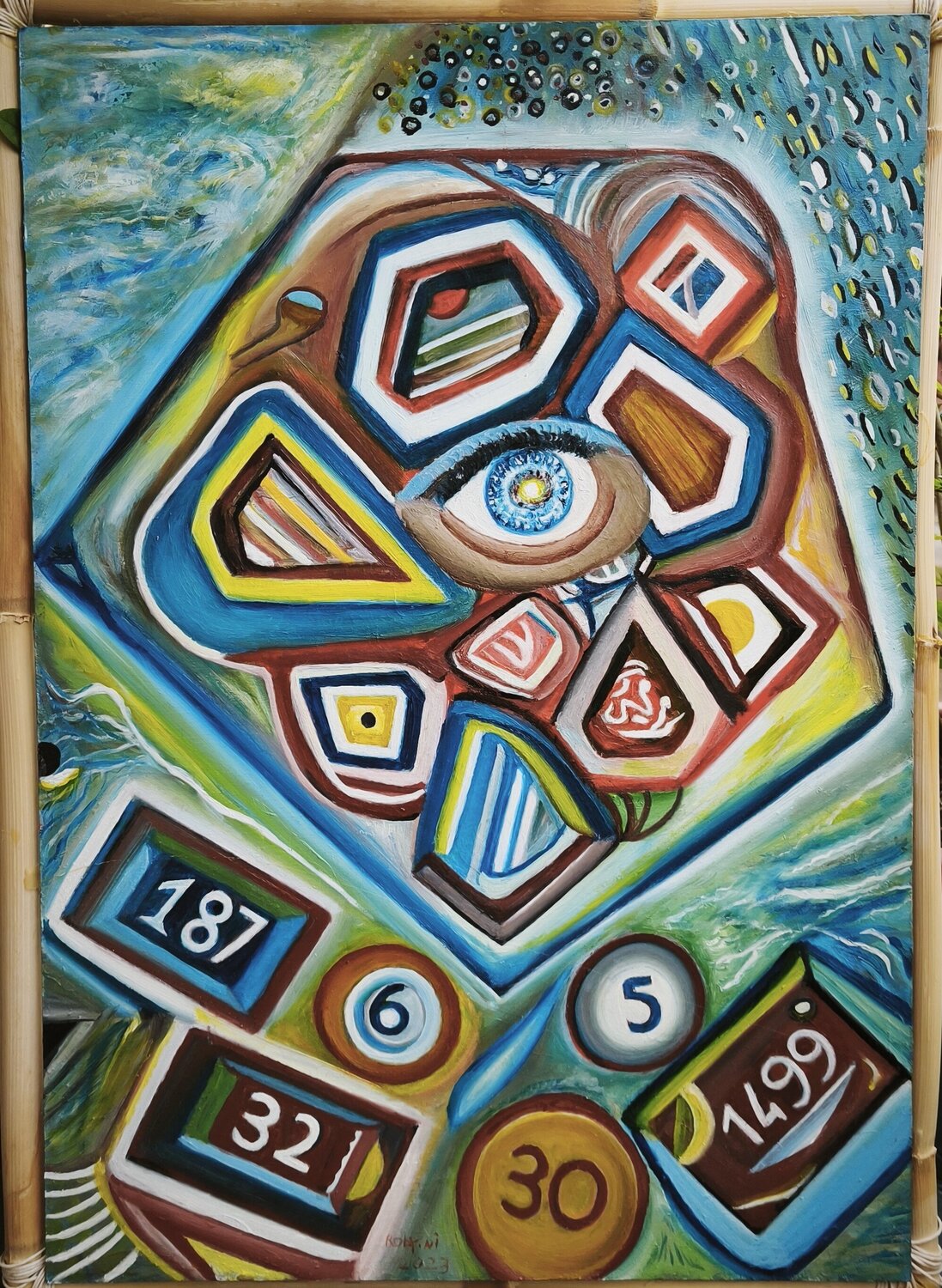 "il mondo che da i numeri" Roberto Costantini Original painting for sale