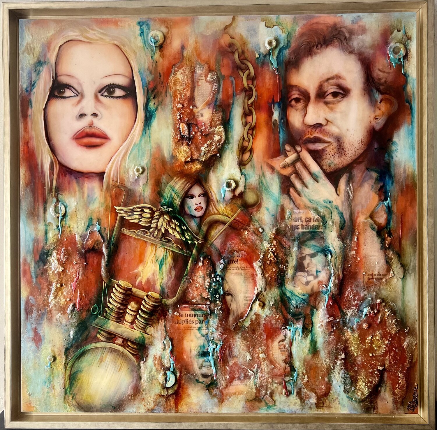 BRIGITTE BARDOT ET SERGE GAINSBOURG BRIGITTE BRESSON Original painting for sale
