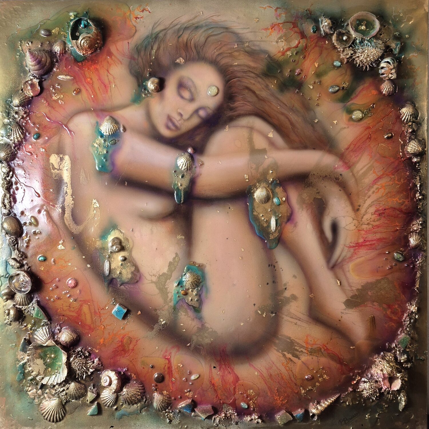 DANS LE VENTRE DE LA MER BRIGITTE BRESSON Original painting for sale