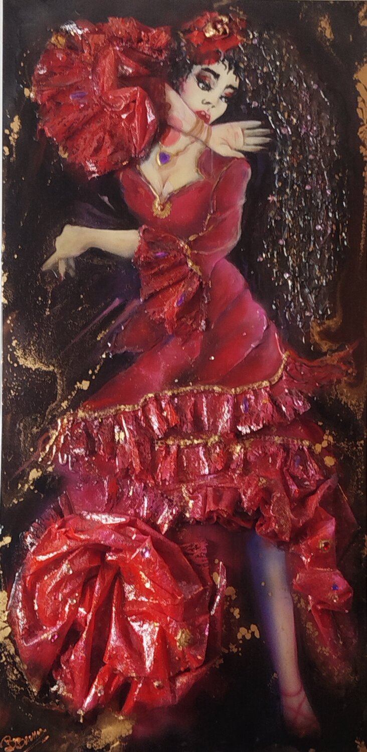 LA DANSEUSE FLAMENCO BRIGITTE BRESSON Original painting for sale
