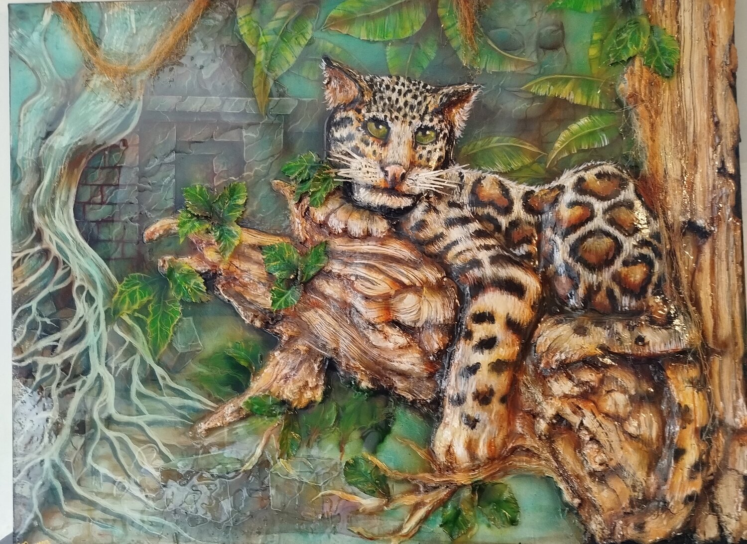 LE TEMPLE DANS LA JUNGLE BRIGITTE BRESSON Original painting for sale