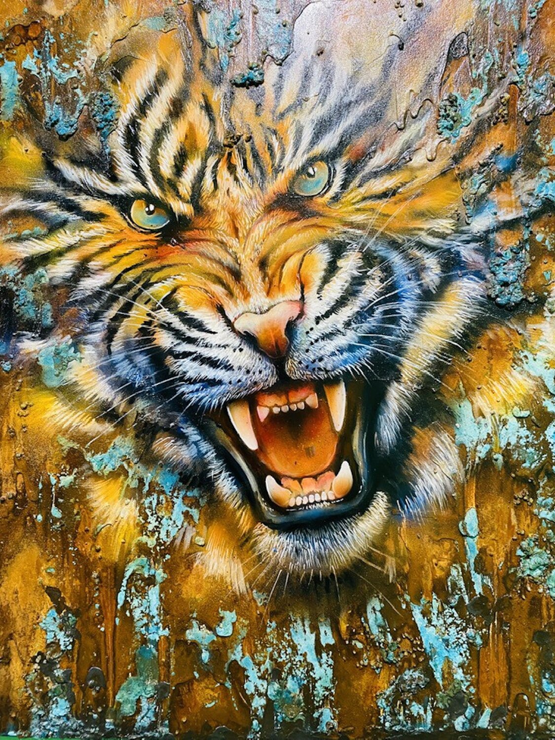 TIGRE ROUILLÉ BRIGITTE BRESSON Originalgemälde zu verkaufen