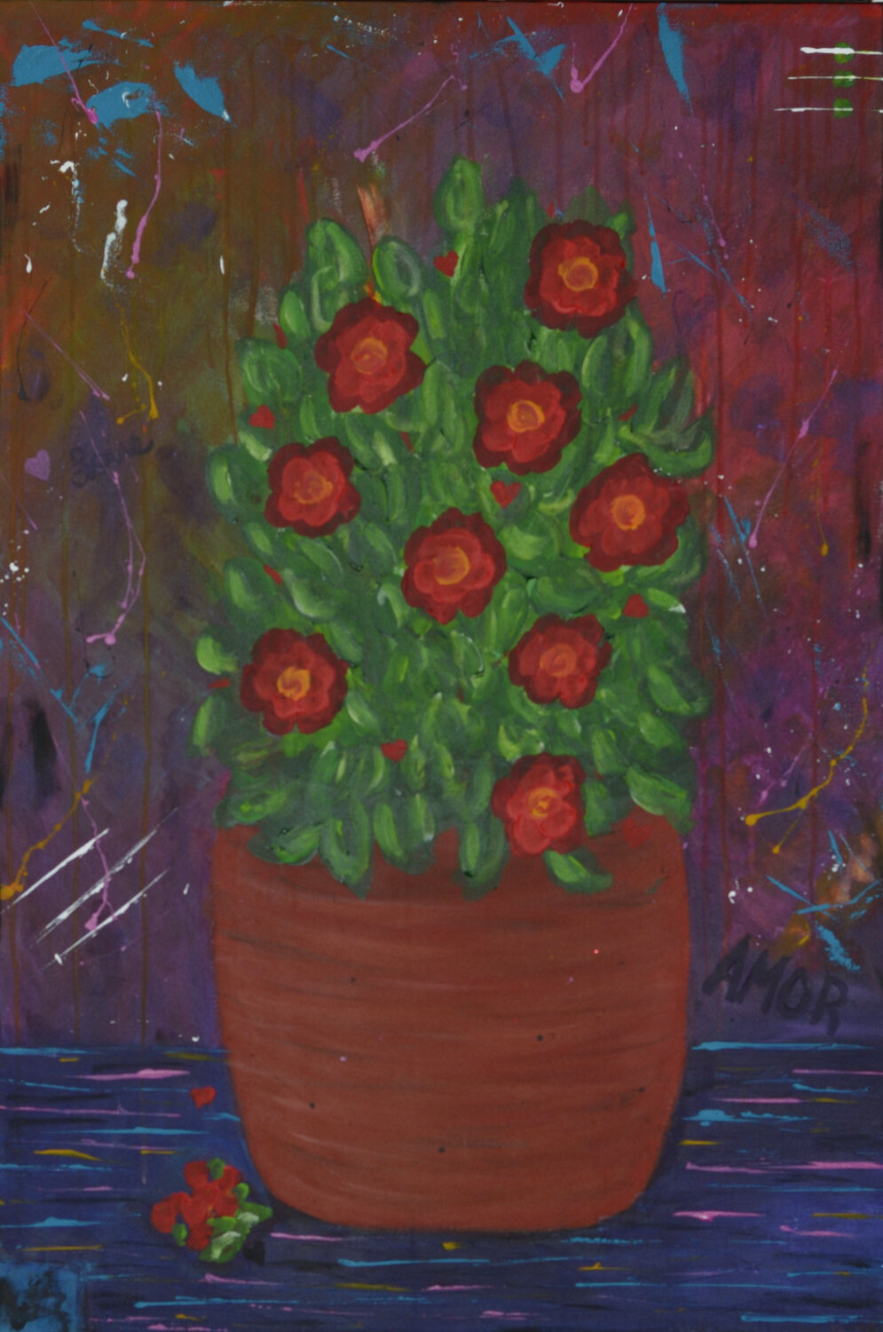Fire Flowers Bonnie Stafford Originalgemälde zu verkaufen
