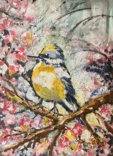 Bird in Bloom by Susan Perpich, Painting for Sale on Select