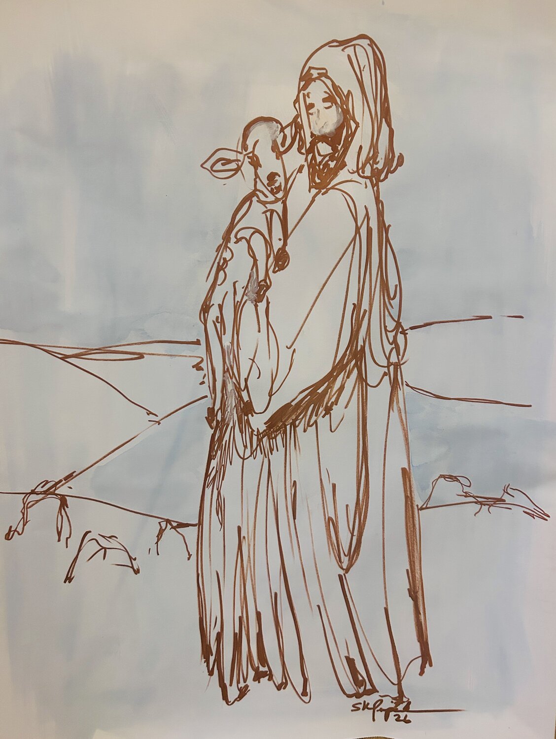 The Gentle Shepherd Susan Perpich Original painting for sale