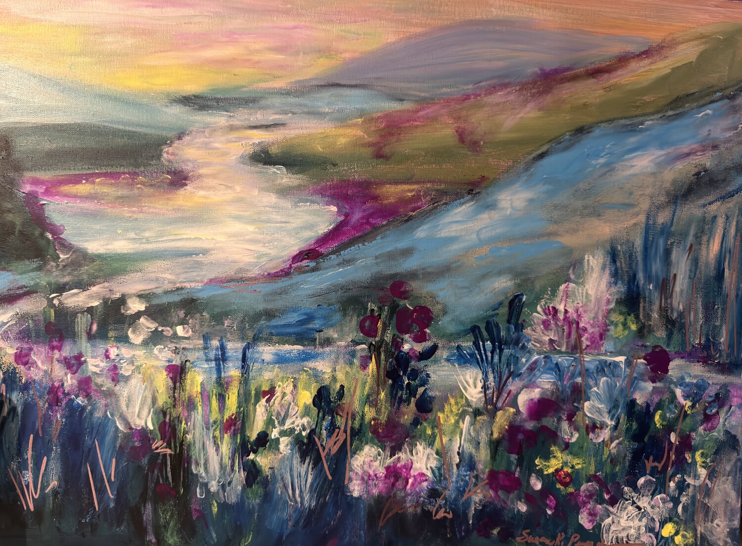 Where the Violet River Runs Susan Perpich Originalgemälde zu verkaufen