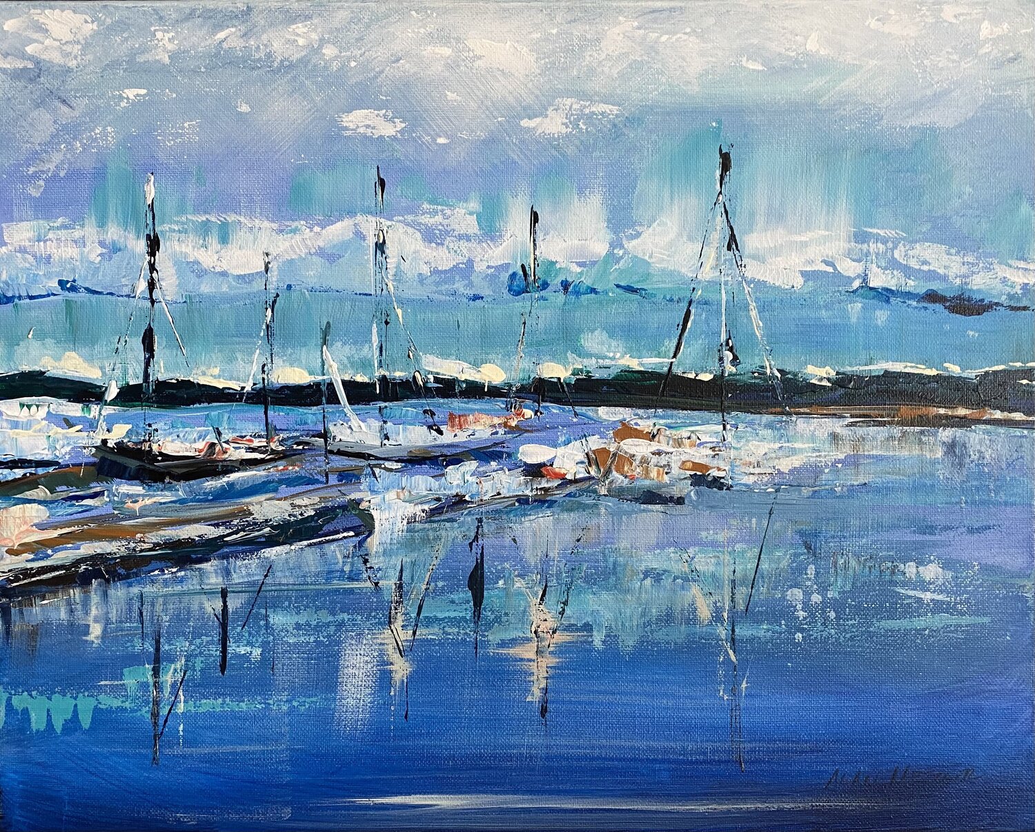 Beaufort Marina Alan Metzger Original painting for sale