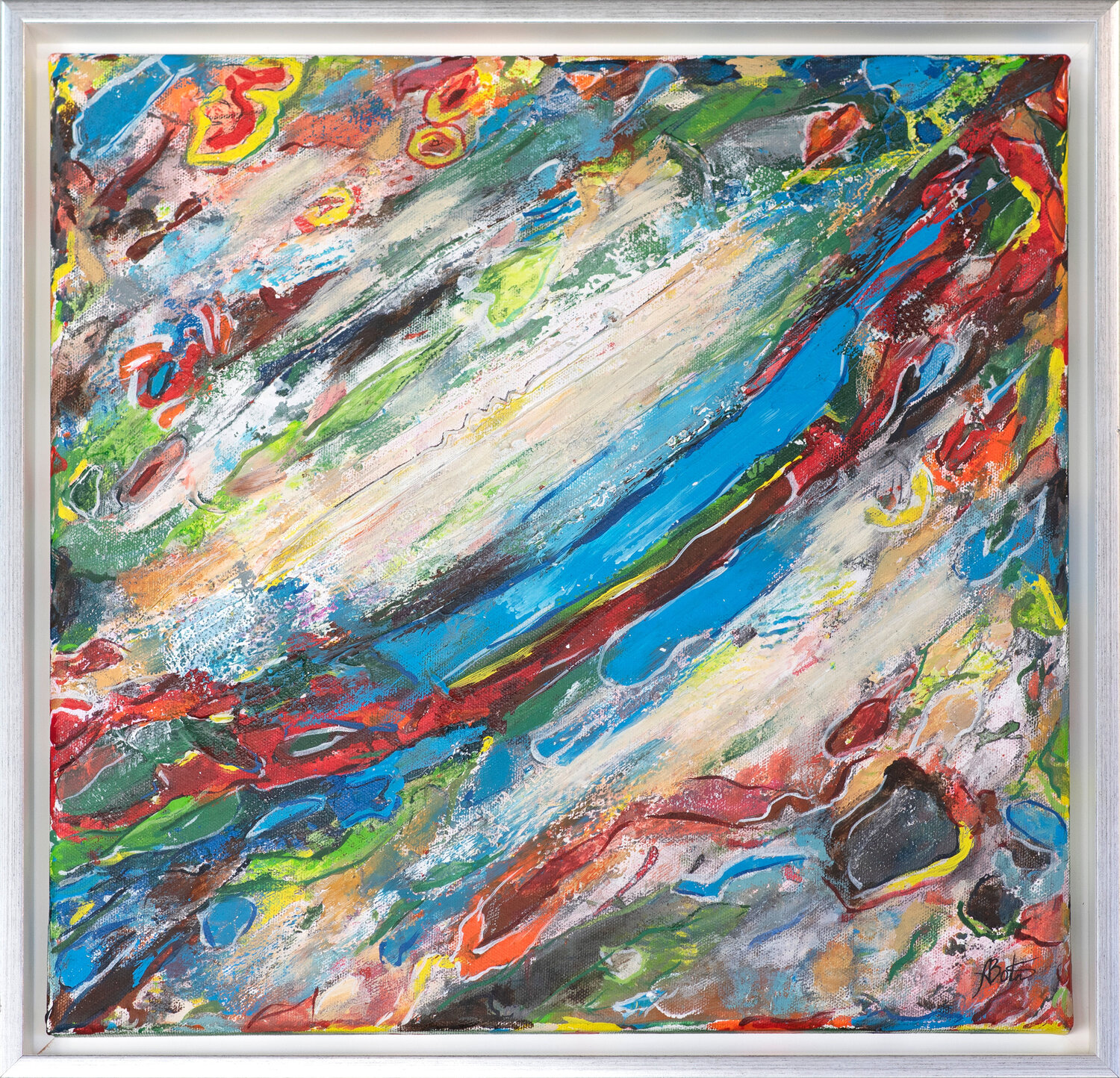 Spring Abstraction — Original Textured Abstract Painting, 42 × 42 cm Ala Botnarescu Original painting for sale