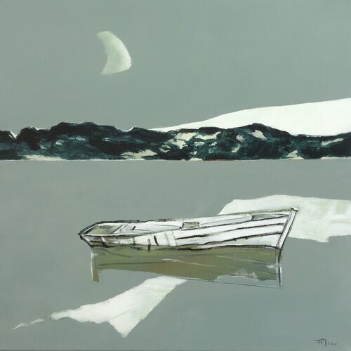 Mond über dem Fluss by Jürgen Büse Filzen, Painting for Sale on Select