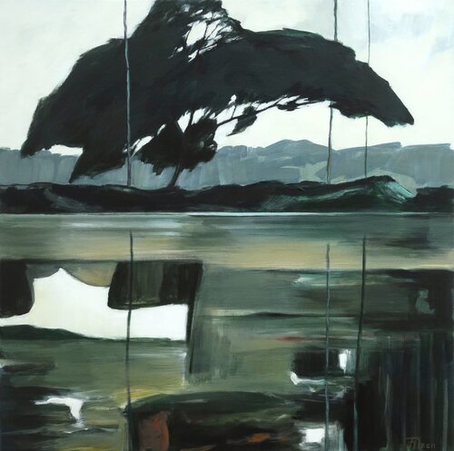 Uferbäume III by Jürgen Büse Filzen, Painting for Sale on Select