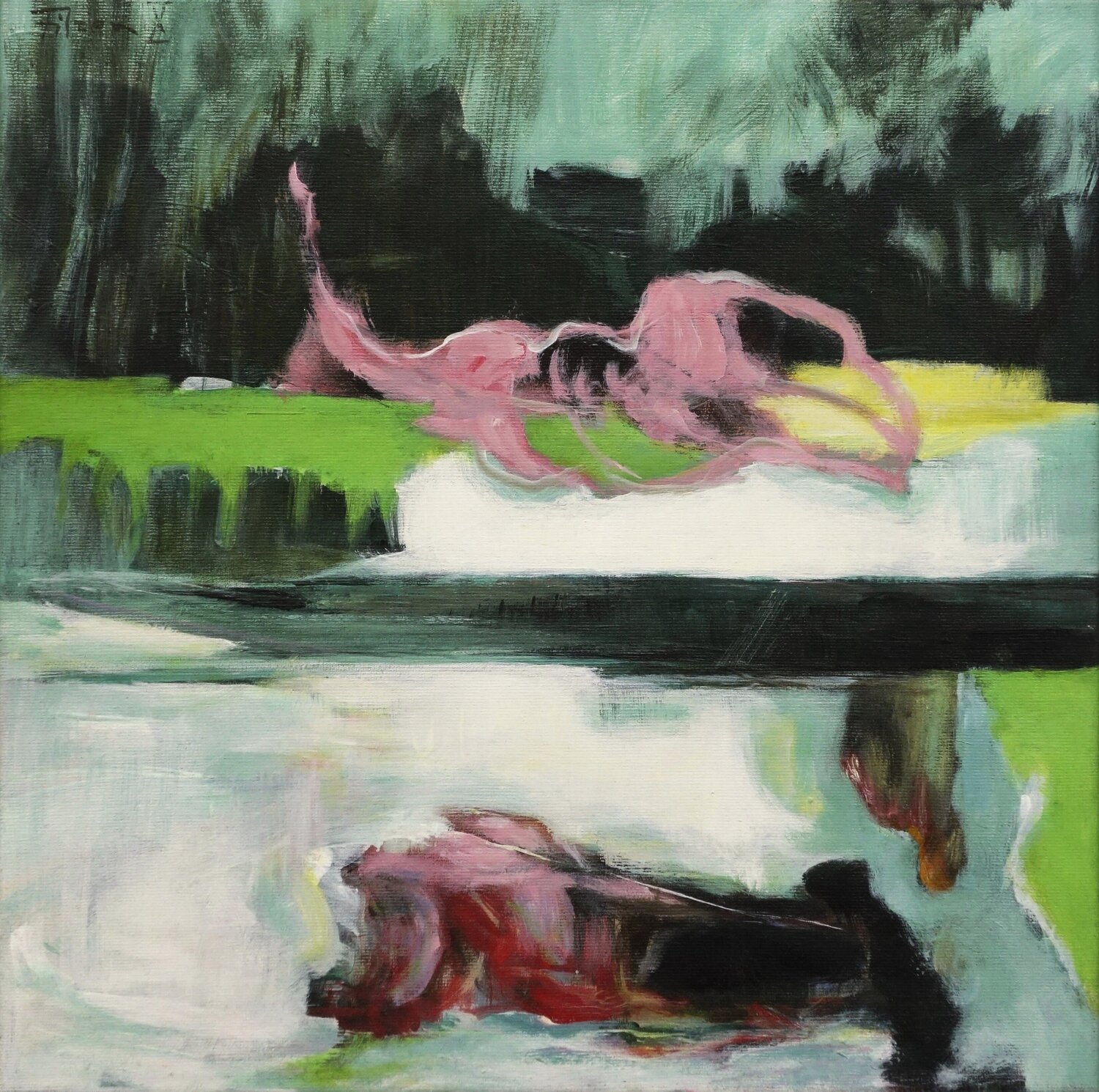 Relikt am Fluss Jürgen Büse Filzen Original painting for sale