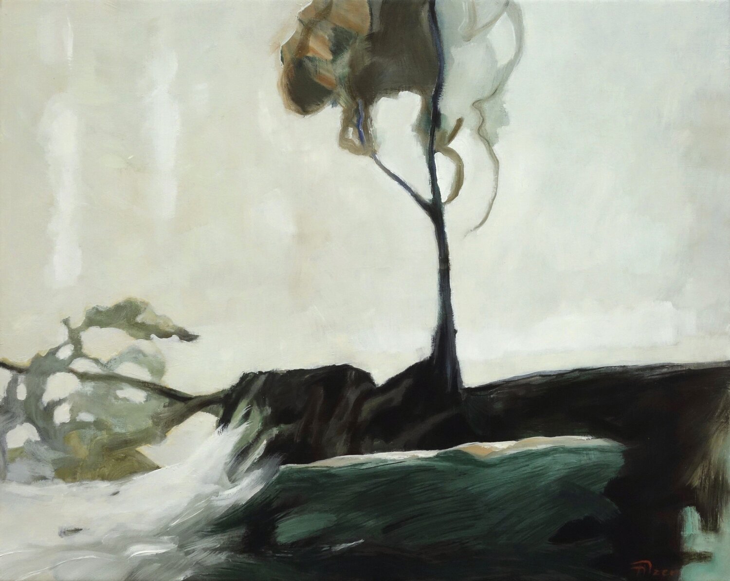 Baum am Meer Jürgen Büse Filzen Original painting for sale
