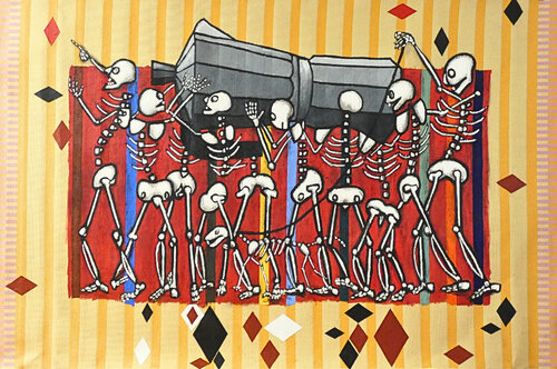 EL ENTIERRO DE LA CAFETERA / THE COFFEE POT BURIAL by OSCAR VEGA, Painting for Sale on Select