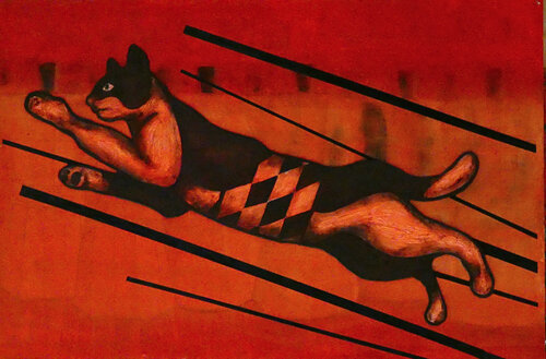 GATO CON CAFETERAS by OSCAR VEGA, Painting for Sale on Select