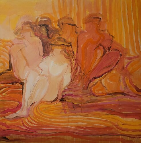Côte d'Azur / Auf den gestreiften Decken by Nadya Hauswald, Painting for Sale on Select