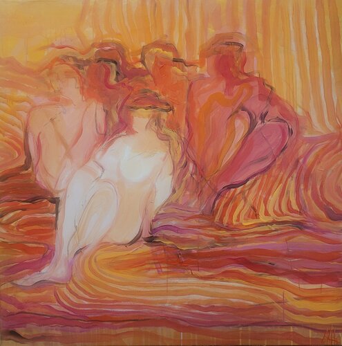 Côte d'Azur / Auf den gestreiften Decken by Nadya Hauswald, Painting for Sale on Select