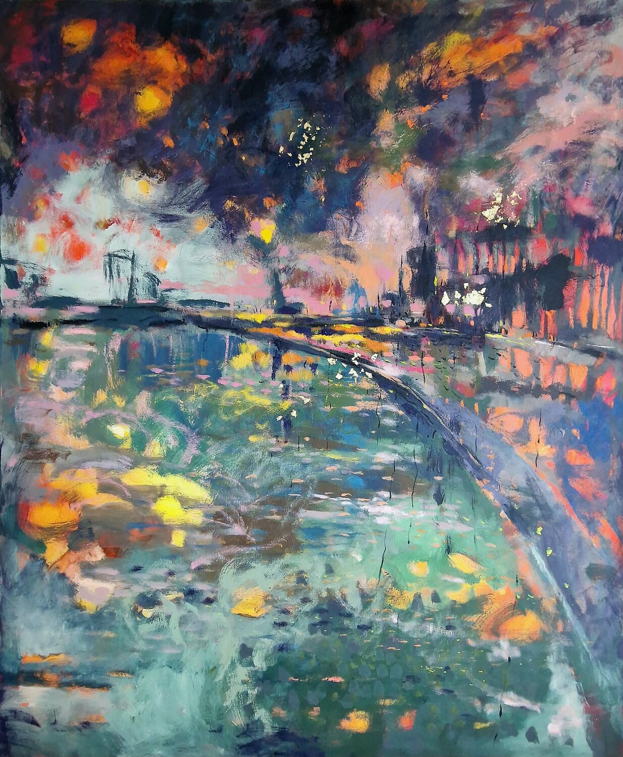 Embers of Contact (Night Bern after salsa) Ulyana Mirta Groffman Original painting for sale
