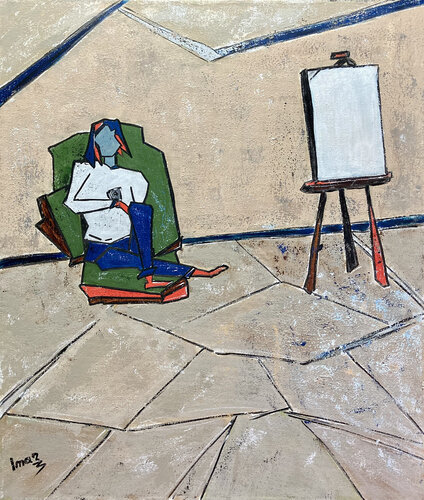 Self-Portrait in the Studio by Marina Imar, Painting for Sale on Select