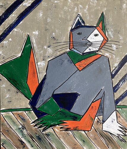 Origami Cat by Marina Imar, Painting for Sale on Select