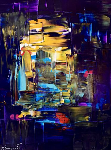 Índigo-Umbral Dorado by Miroslav Spadrna, Painting for Sale on Select