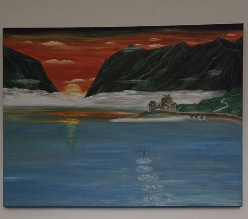 Eilean Donan Castle in Sunset by Surjit Bhandal, Painting for Sale on Select