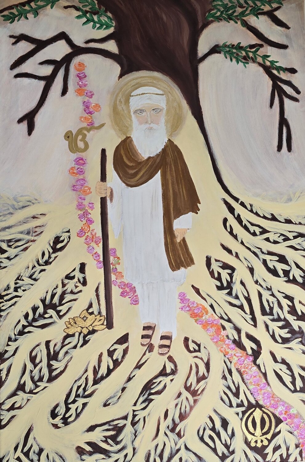 Guru Nanak's First Journey (Udasi) - Original from Mayor of London Vaisakhi 2026 Selection Surjit Bhandal Original painting for sale