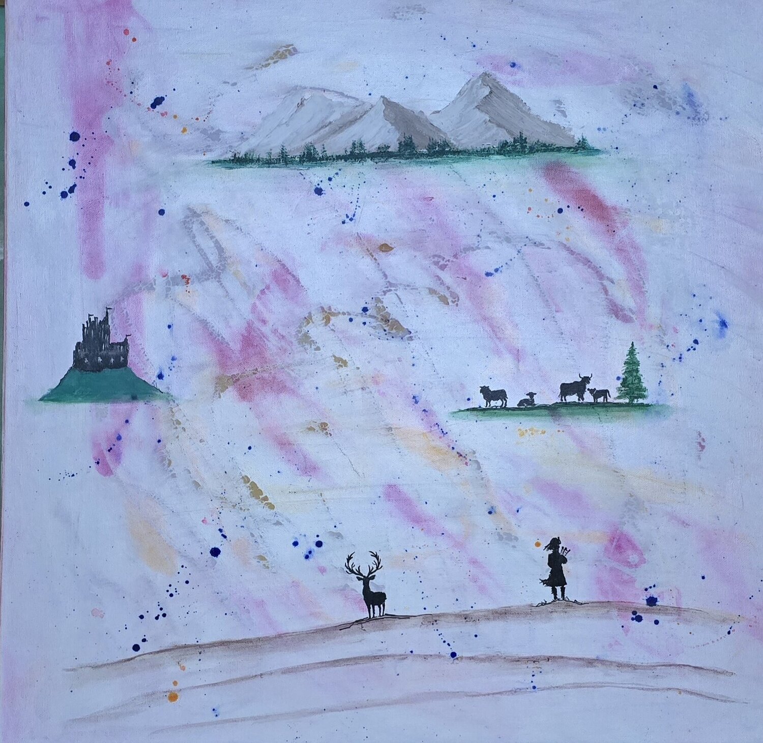 Trendy Scotland Surjit Bhandal Original painting for sale