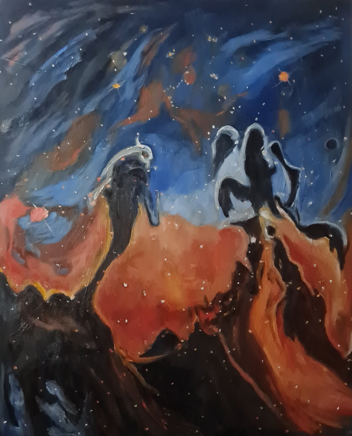 BIRTH WITHIN  FIRE Rezan Ozger Original painting for sale