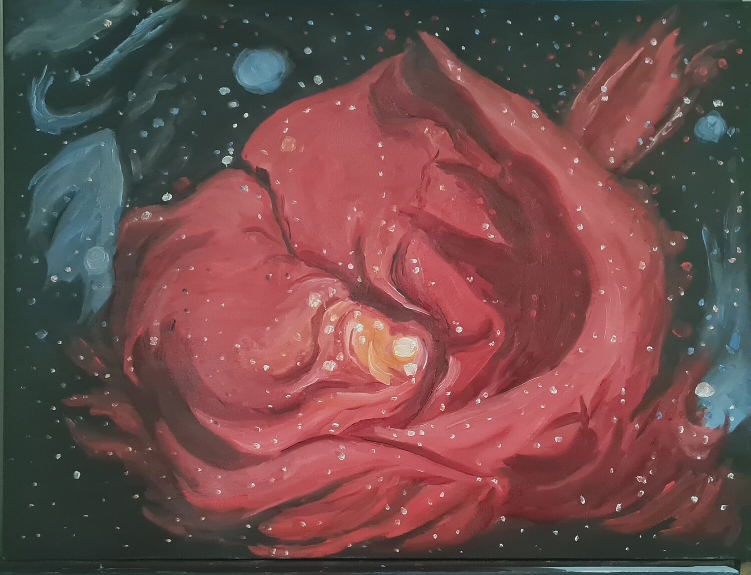 CRIMSON FLOWER Rezan Ozger Original painting for sale
